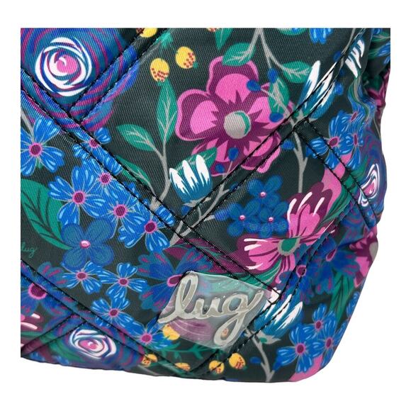 Lug Skyliner Tote Whimsy Black Floral Travel Trolley Sleeve Business Carry All - Picture 2 of 14